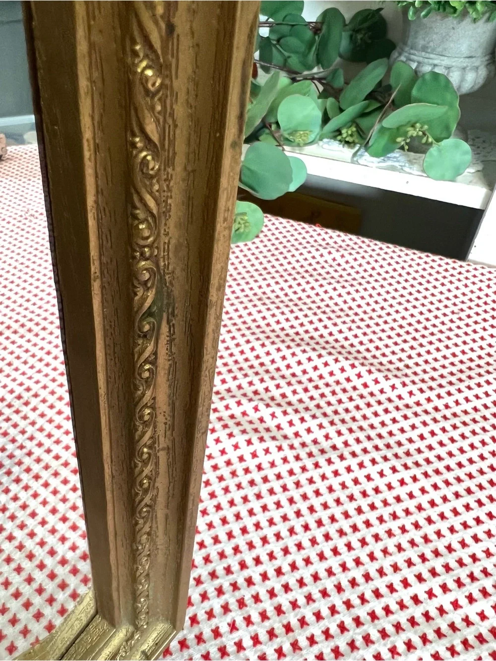 Vintage home interior gold resin mirror oblong wall decor grandma core regency